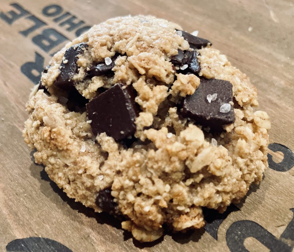 Paleo Chocolate Chip Oatmeal Cookie on Wooden Surface