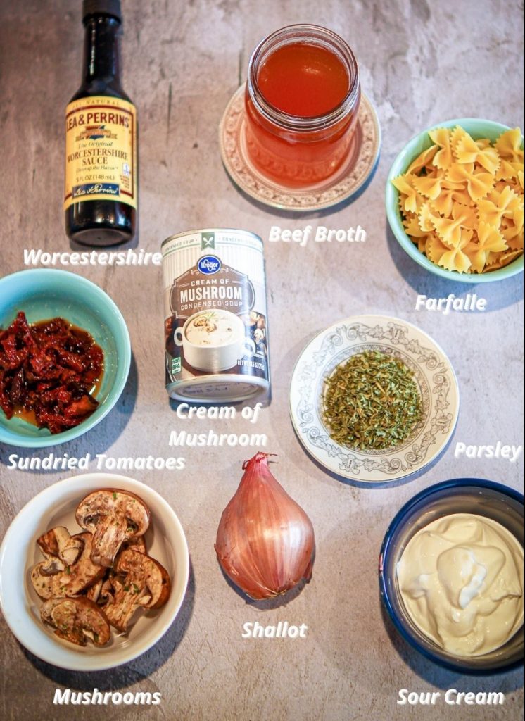 Ingredients for Beef Stroganoff