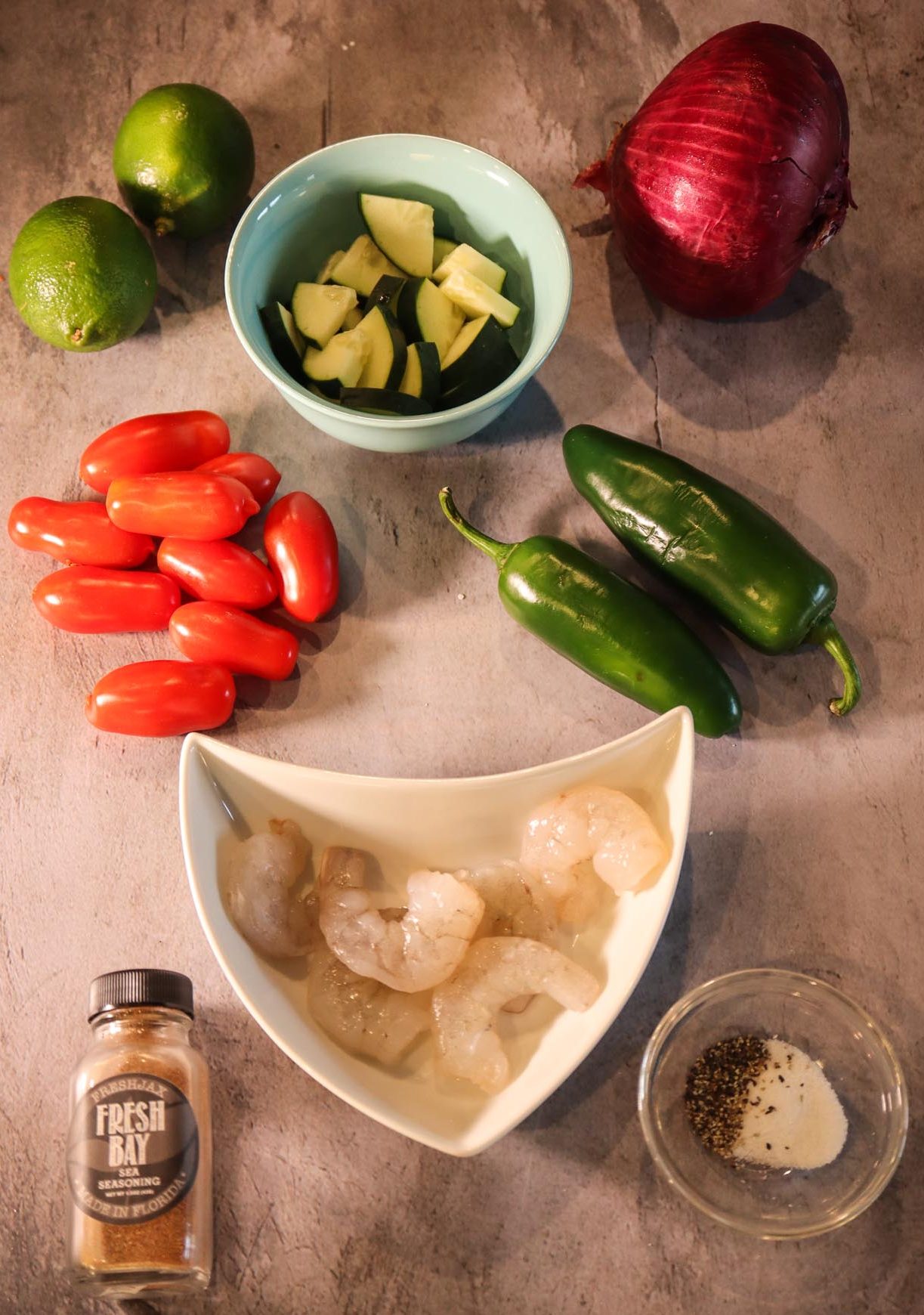 Ingredients for Shrimp Ceviche