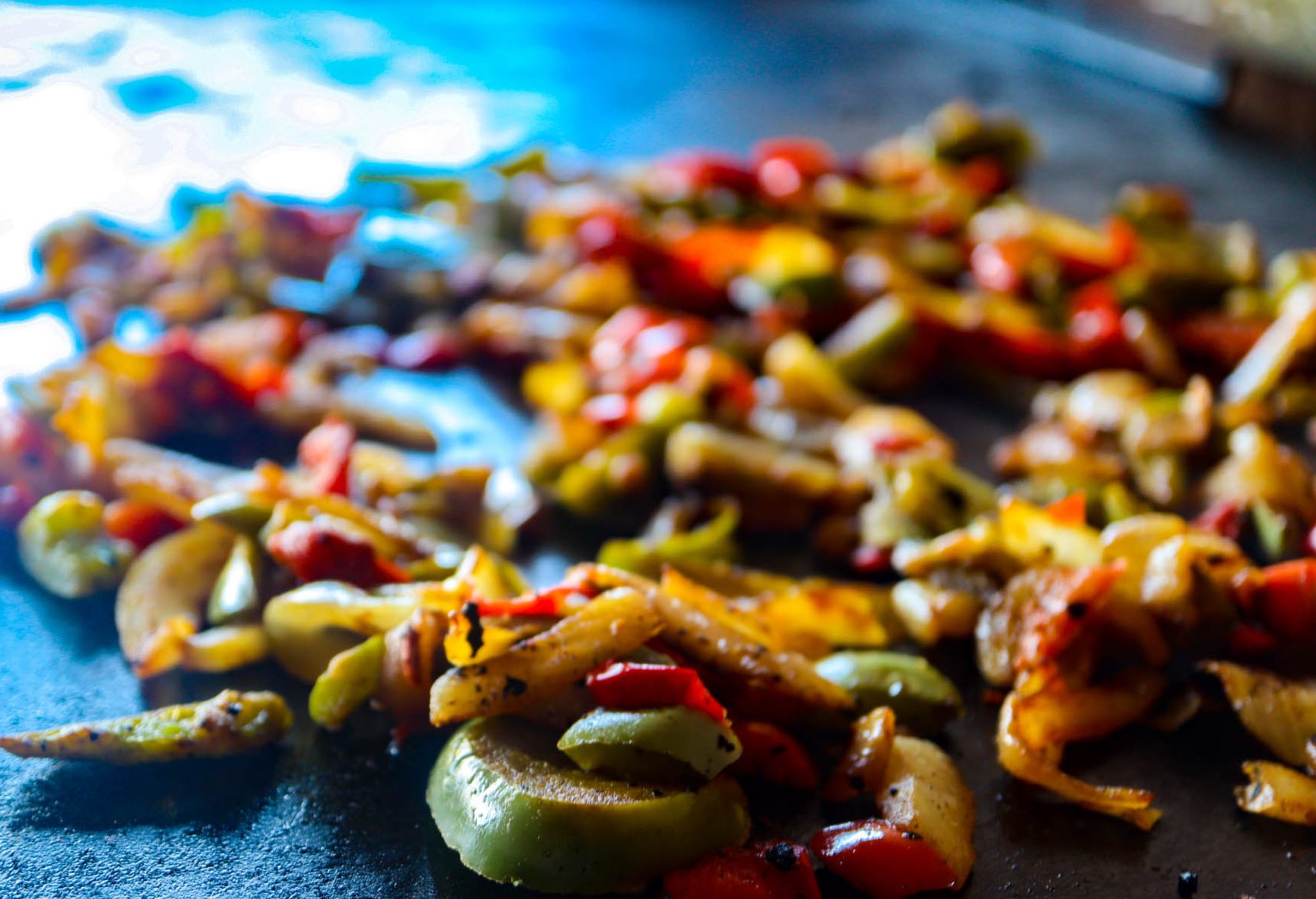 Sautéed Vegetables cooking on Griddle