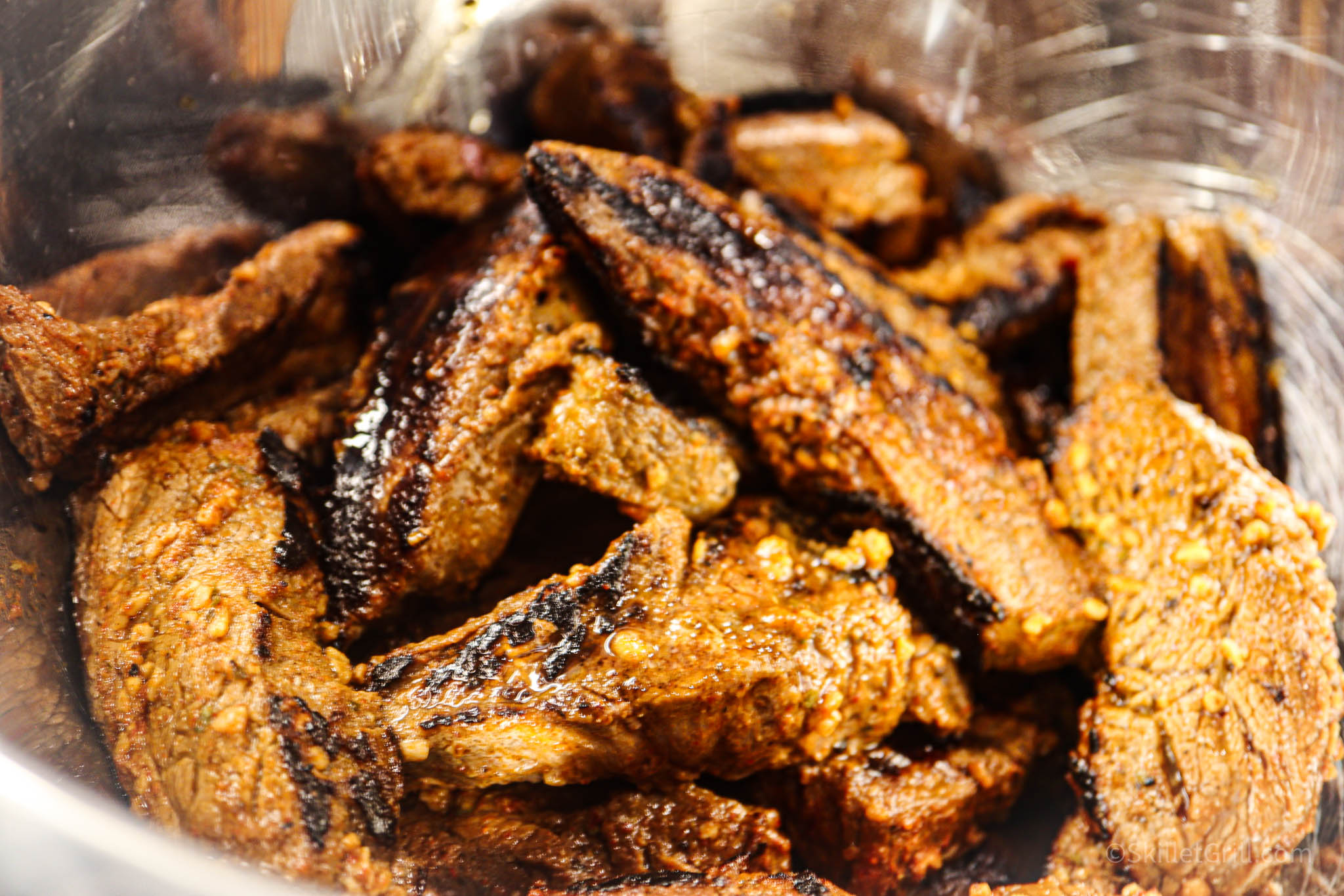 Cooked Steak Fajitas in Bowl