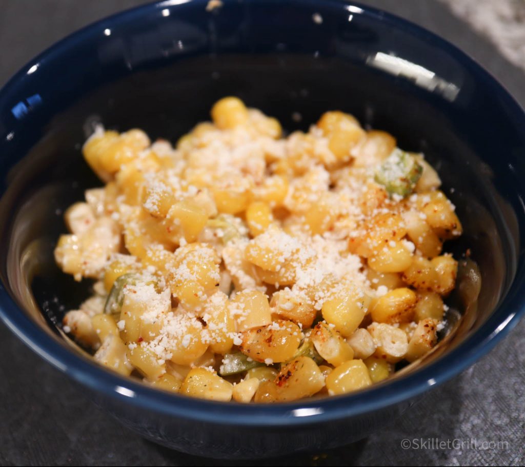 Smoked Street Corn in Blue Bowl