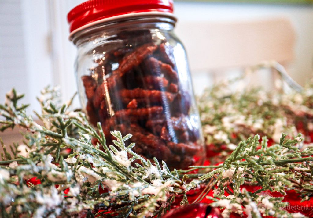 Smoked Candied Pecans in Mason Jar