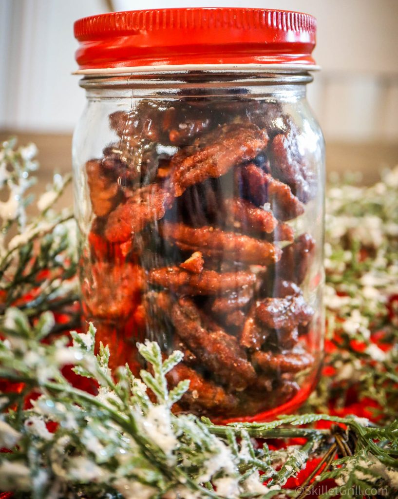 Smoked Candied Pecans in Mason Jar 2