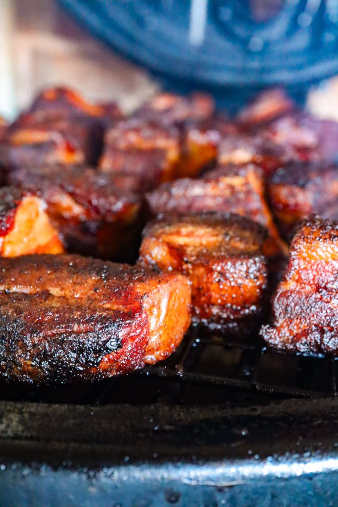 Pork Belly Burnt Ends on Smoker