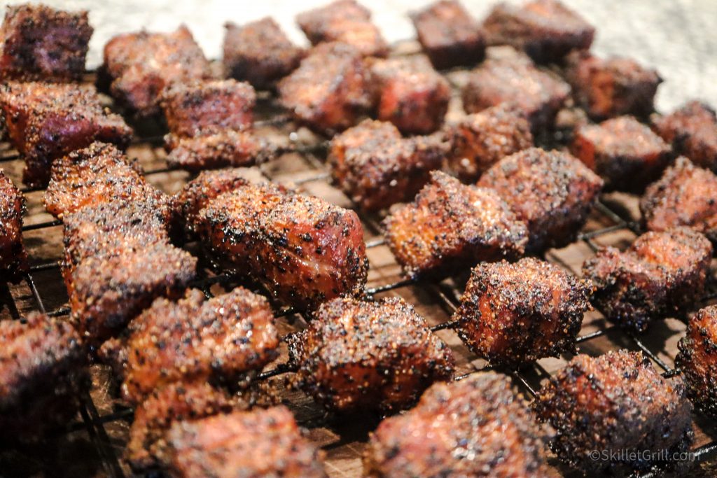 Pork Belly Burnt Ends on Cooling Rack